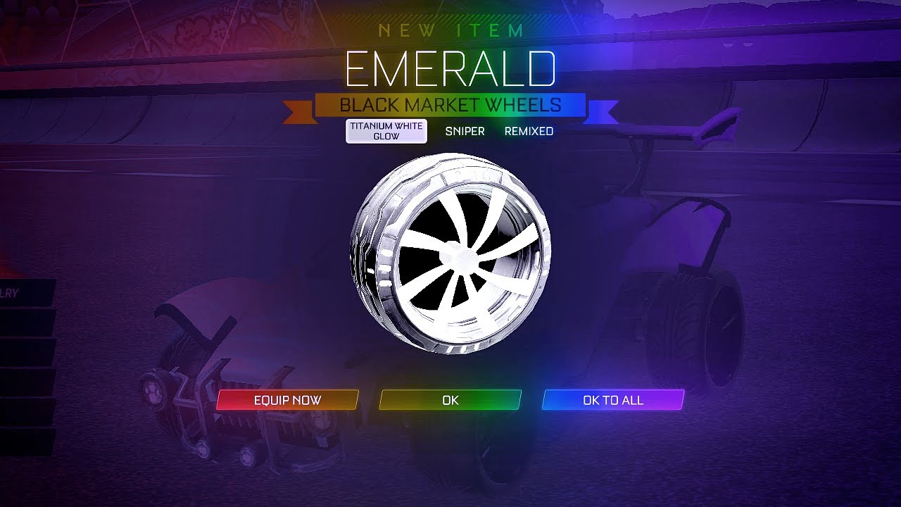 PLAYING ROCKET LEAGUE WITH THE TITANIUM WHITE EMERALD WHEELS!