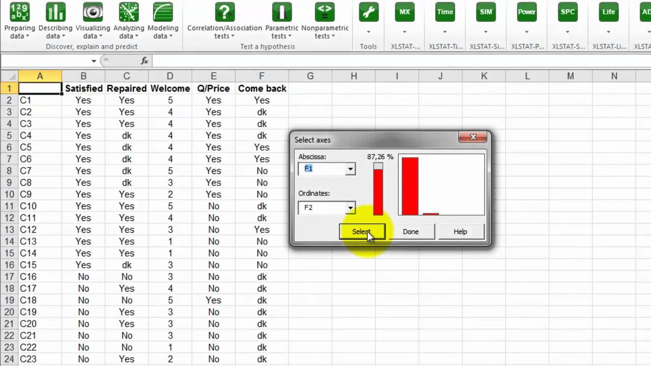 How to run a Multiple Correspondence Analysis (MCA) with XLSTAT?