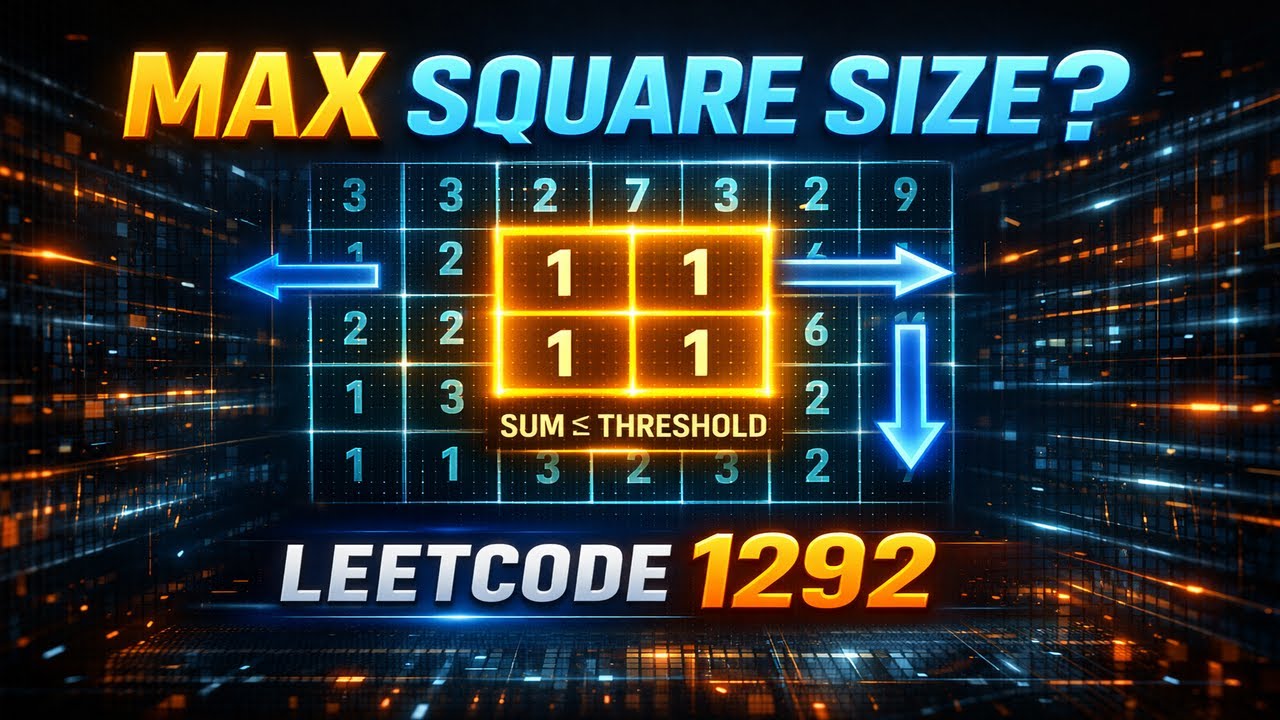 Leetcode 1292 Explained | Maximum Side Length Square with Prefix Sum & Binary Search