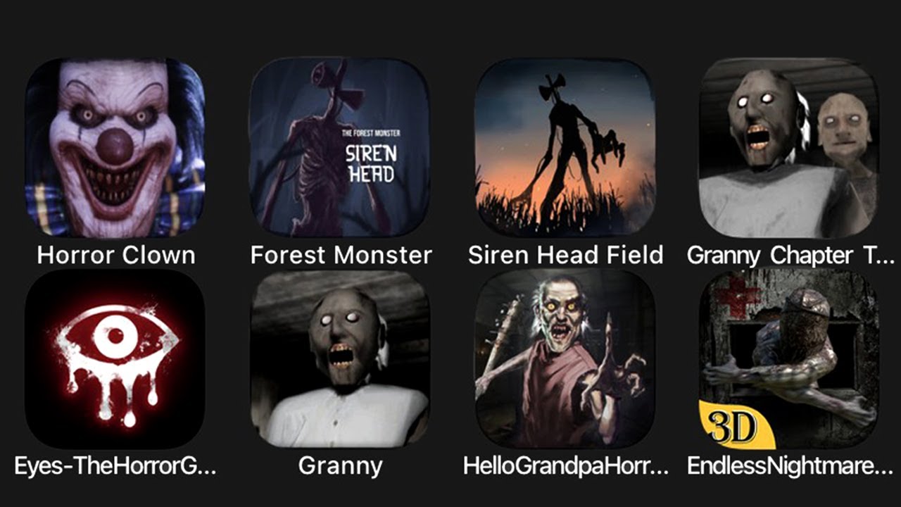 Horror Clown Chapter 1, Forest Monster Siren Head, Siren Head Field, Granny Chapter Two.....