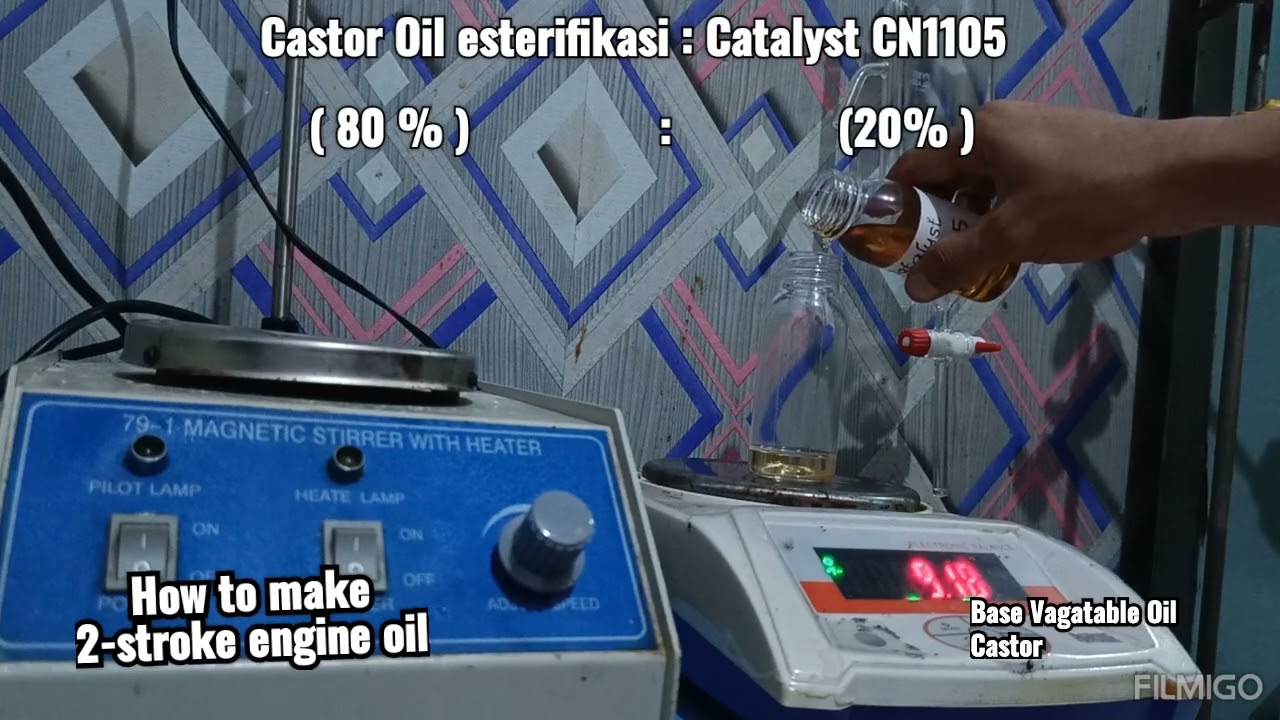 How to make 2-stroke engine oil.      ( Membuat Oli samping mesin 2 Tak )Base Mineral/Vegetable Oils