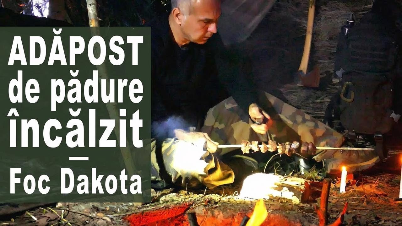 Noapte de iarnă la căldură sub prelate, fără sac de dormit – Frigărui de mistreț la foc Dakota