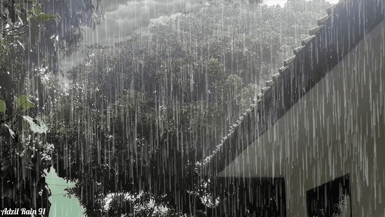 Непрерывные звуки сильного дождя | Мгновенный глубокий сон 🌧 🌧