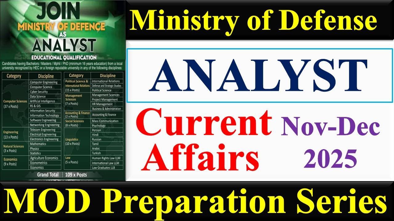 MOD Analyst Screening Test Preparation | Current Affairs | MOD Screening Test | MOD Analyst 2026 |