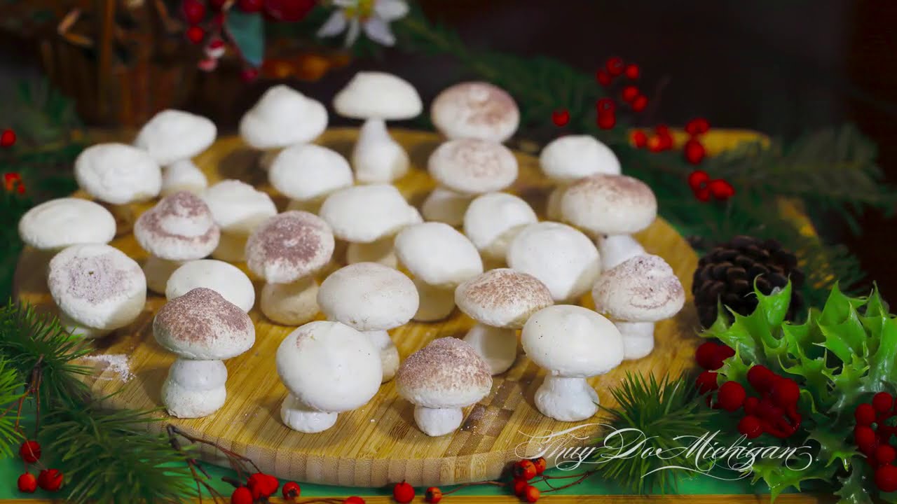 Bánh Xốp Cây Nấm - Homemade Meringue Mushroom Cookies