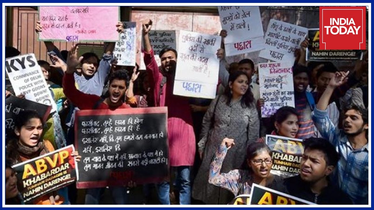 Left Wing Students Demands Action Against ABVP Violence In Ramjas College