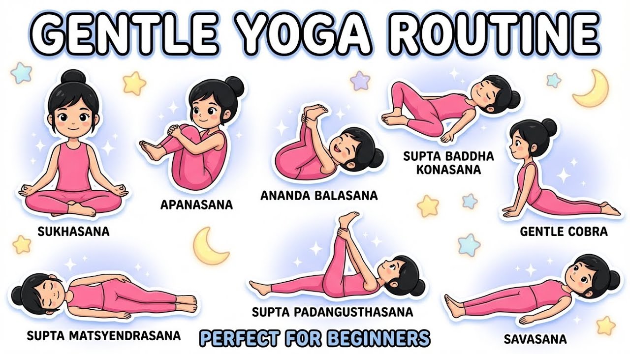 Lying Down Yoga for Kids 🌙 Relaxing Bedtime Yoga for Calm & Peaceful Sleep || Little Yoga Friends