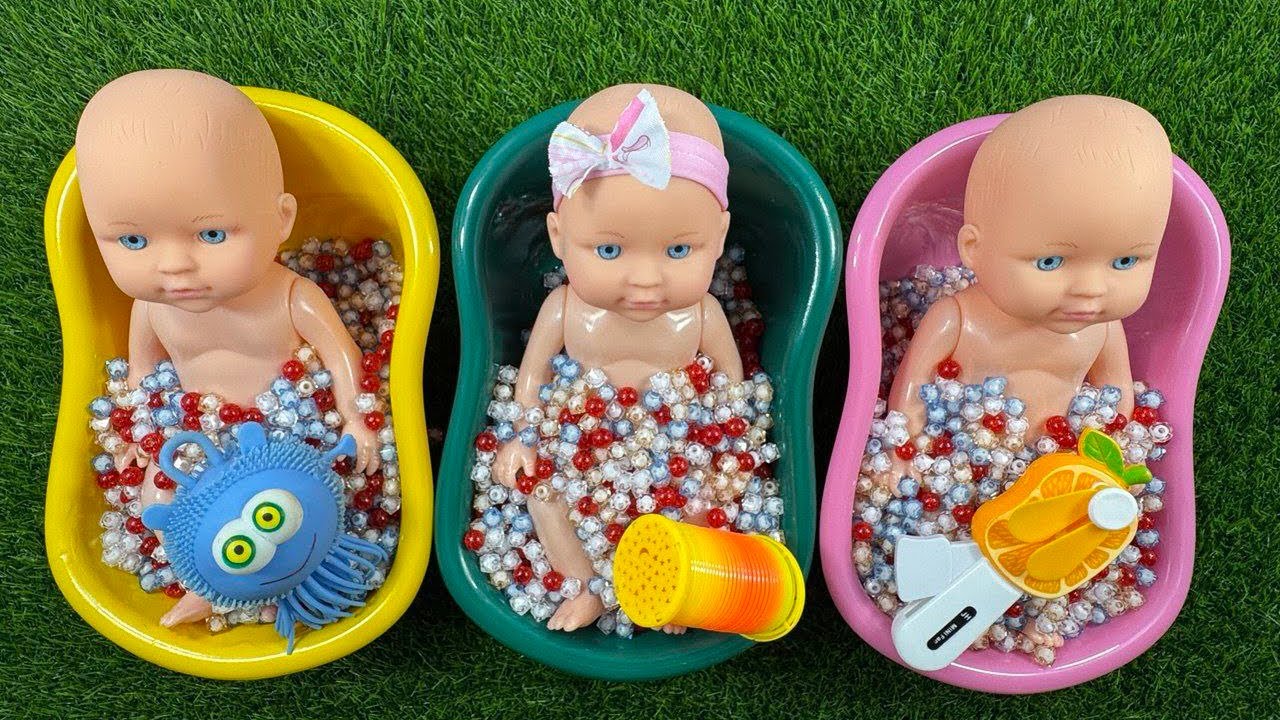 Full of 3 Rainbow BathTubs Candy with M&M's & Magic Slime Cutting Video