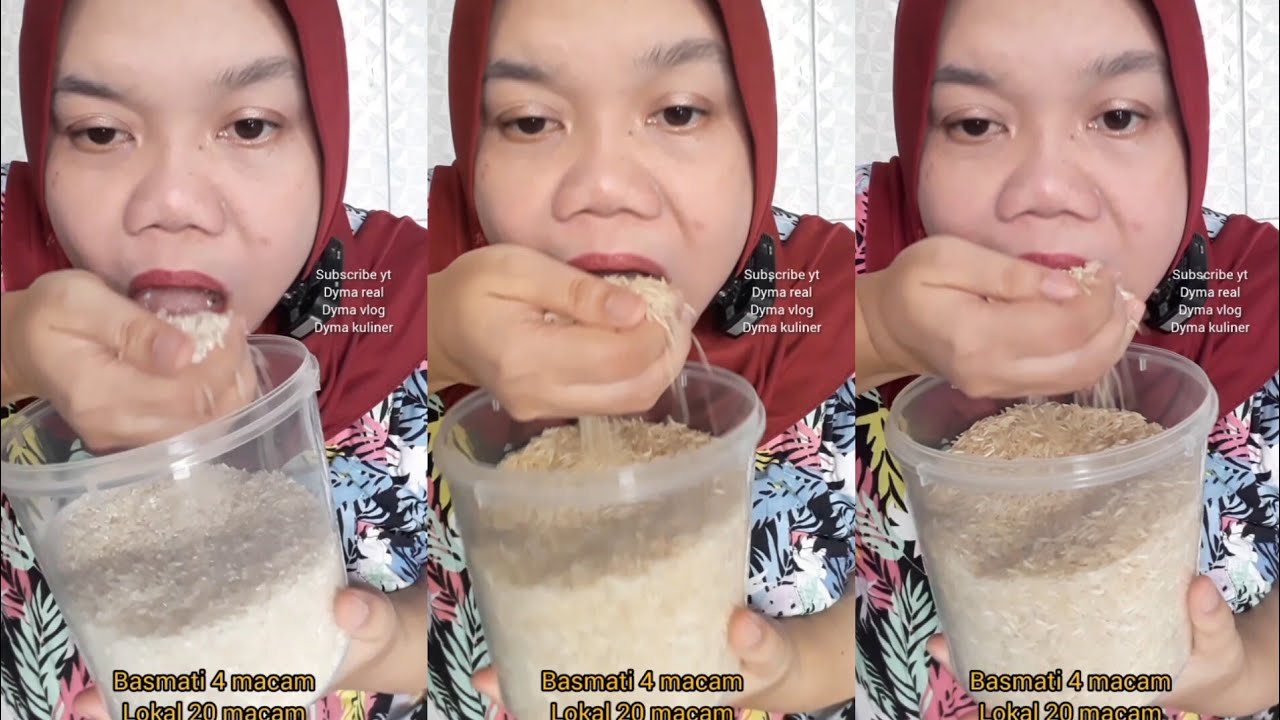 DYMA KULINER 💕ASMR RAW RICE EATING 💕Makan Beras Mentah💕#shorts #asmr #mukbang @dymaaaaa @Dymakuliner