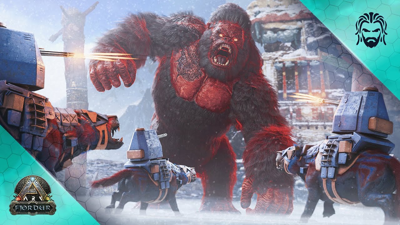 Destroying the Great Ape with my Andrewsarchus Army! - ARK Fjordur [E48]
