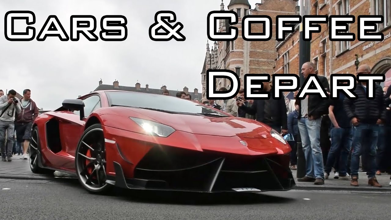 Supercars departing, revving, weelspins | insane sound @ Cars&Coffee Kortrijk
