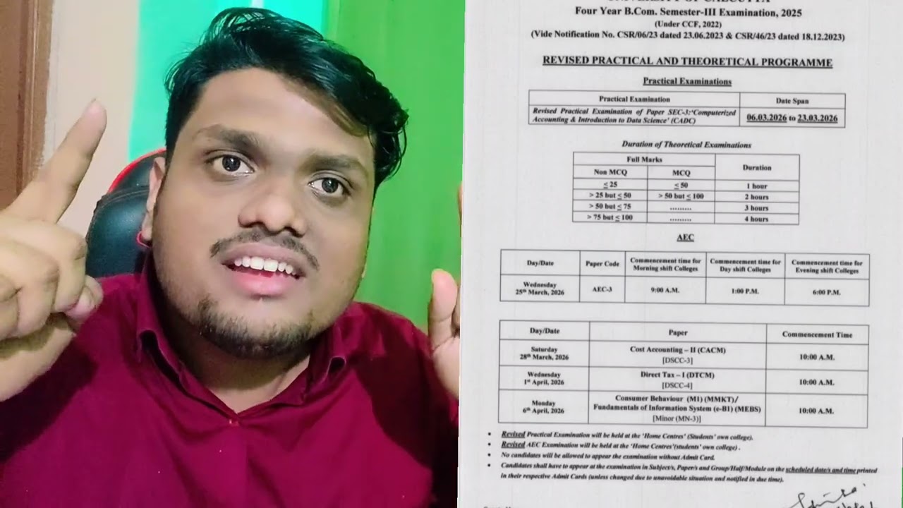 CU Semester -3 CCF Exam Postponed 😍| Ba/Bsc/Bcom | Calcutta University 
