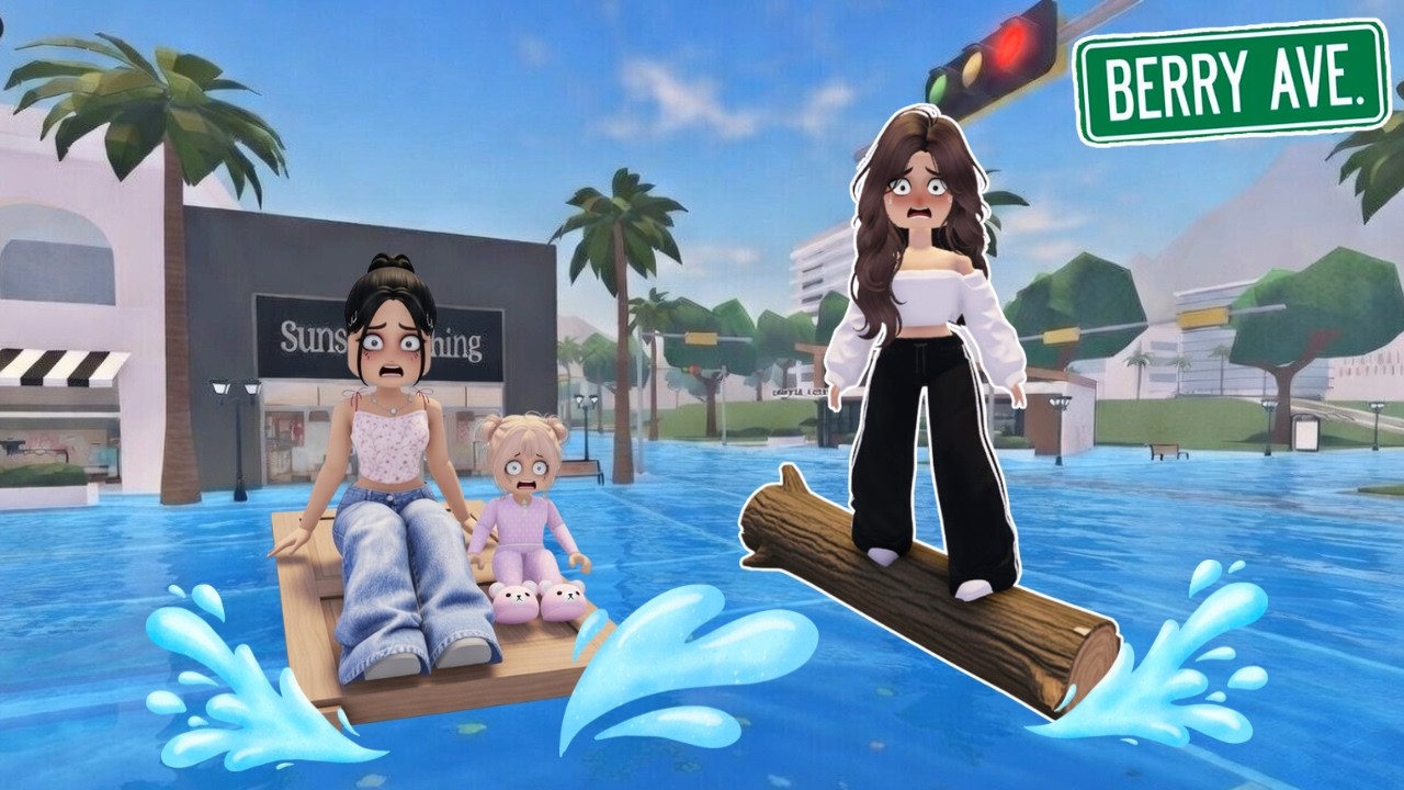 SOBREVIVIMOS A LA INUNDACIÓN DE BERRY AVENUE CON MI HERMANA *LLOVIO MUCHO* ROBLOX #roblox