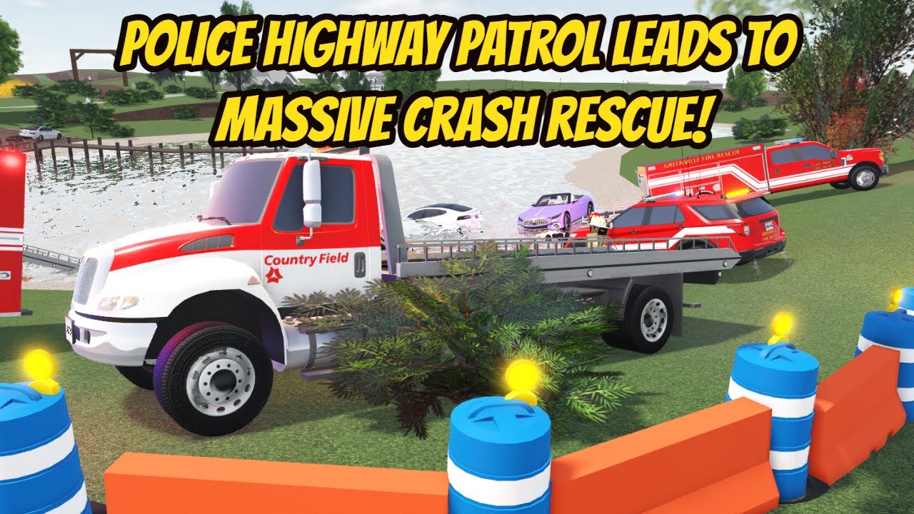 Greenville, Wisc Roblox l Police Highway Patrol *HUGE* Massive Lake Crash Rescue Roleplay
