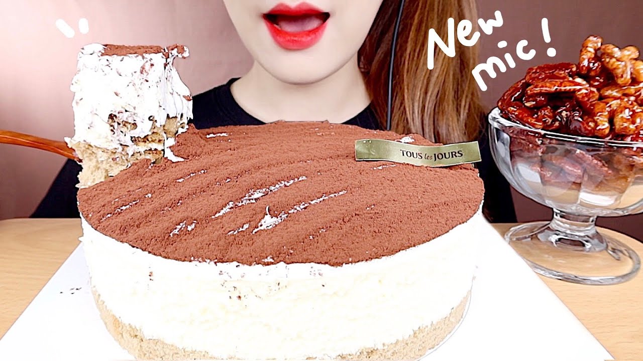 ASMR MASCARPONE TIRAMISU CAKE, CANDIED NUTS MUKBANG 뚜레쥬르 마스카포네 티라미수, 견과강정 먹방 eating sounds