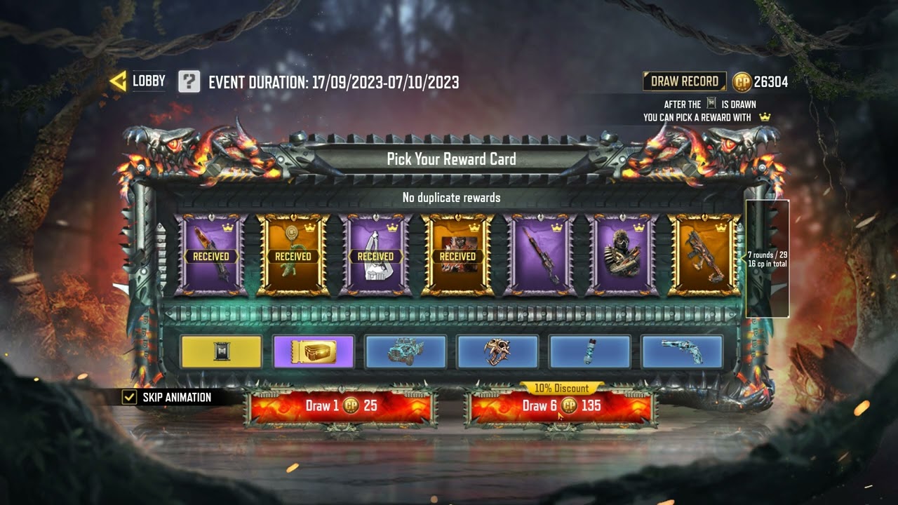 CODM Pick Your Reward Card 2375 CP Spent