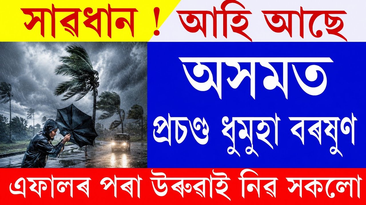 Heavy Rain & Strong Winds Warning Today | Assamese News| Assam Weather Update| Heavy Rain Warning