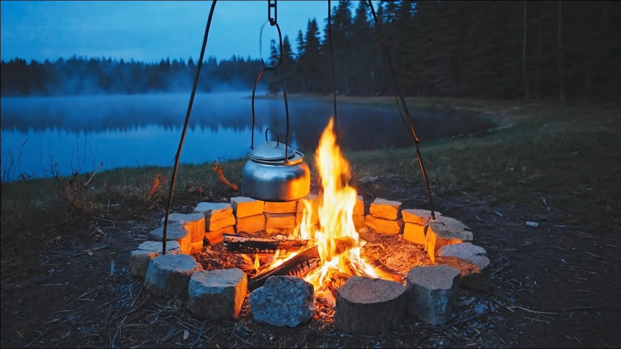 Falling Asleep by a Campfire & Crickets | 6 Hours of Peaceful Night Sounds