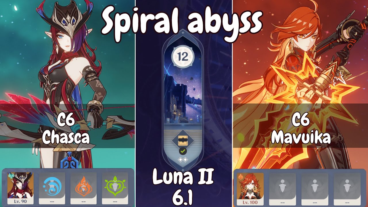 C6 Chasca & C6 Mavuika Spiral Abyss Genshin Impact 6.1/Luna 2