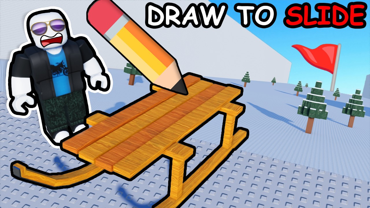 DRAW a SLED and Slide DOWNHILL in Roblox...