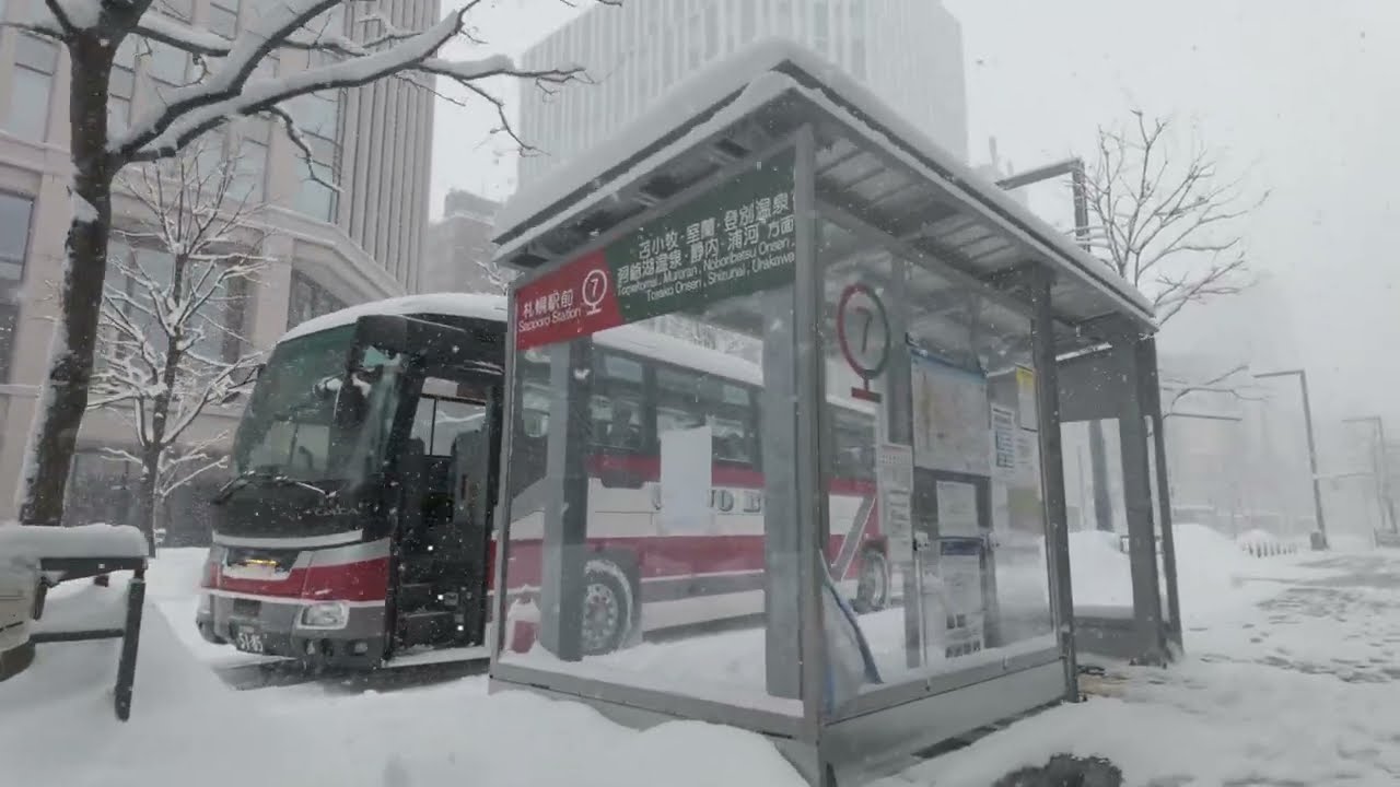 Sapporo Walk in the snow in March 2024 4K in Hokkaido, Japan.