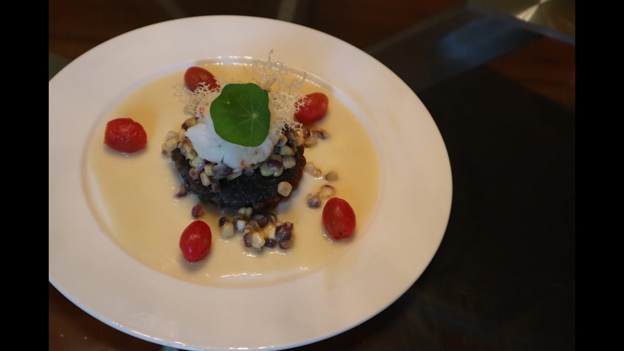 Lobster with violet corn and Nage