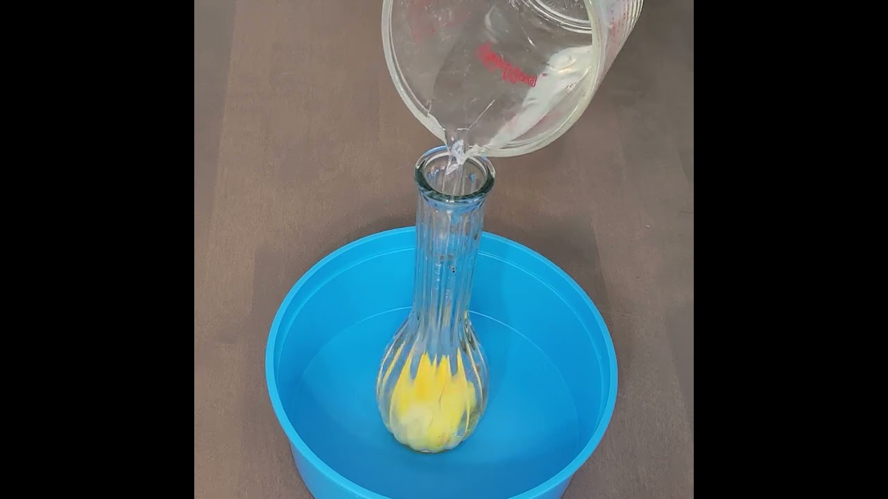 Baking soda, vinegar, and yellow food coloring (reversed, 2x)