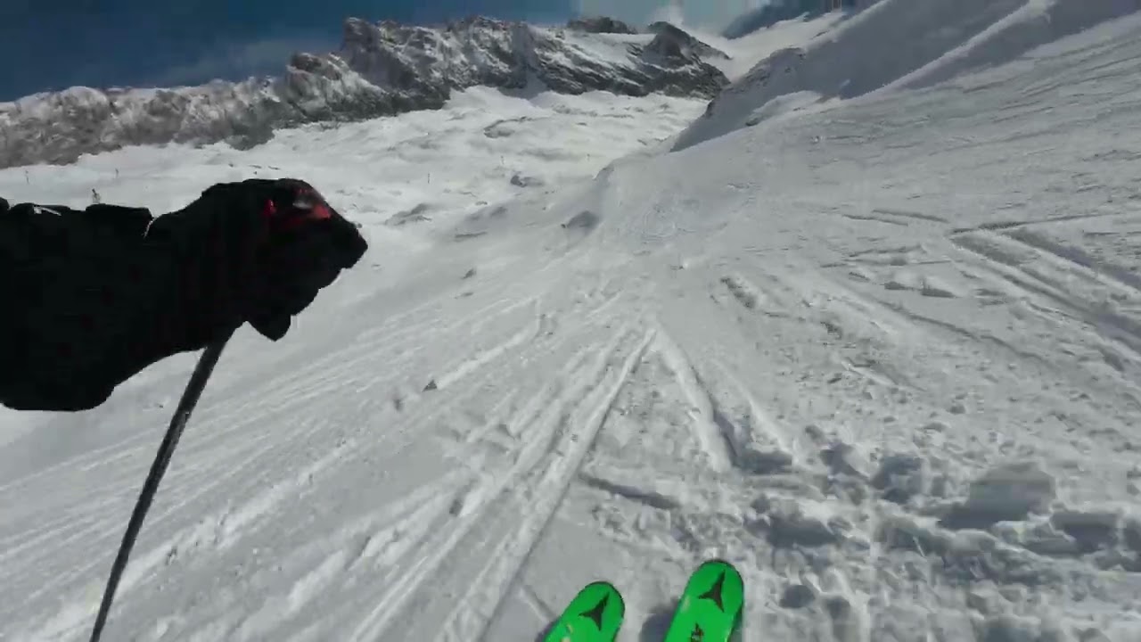 Skigebiet Zugspitze, Abfahrt Brunntal - 4K  (DJI Action4)