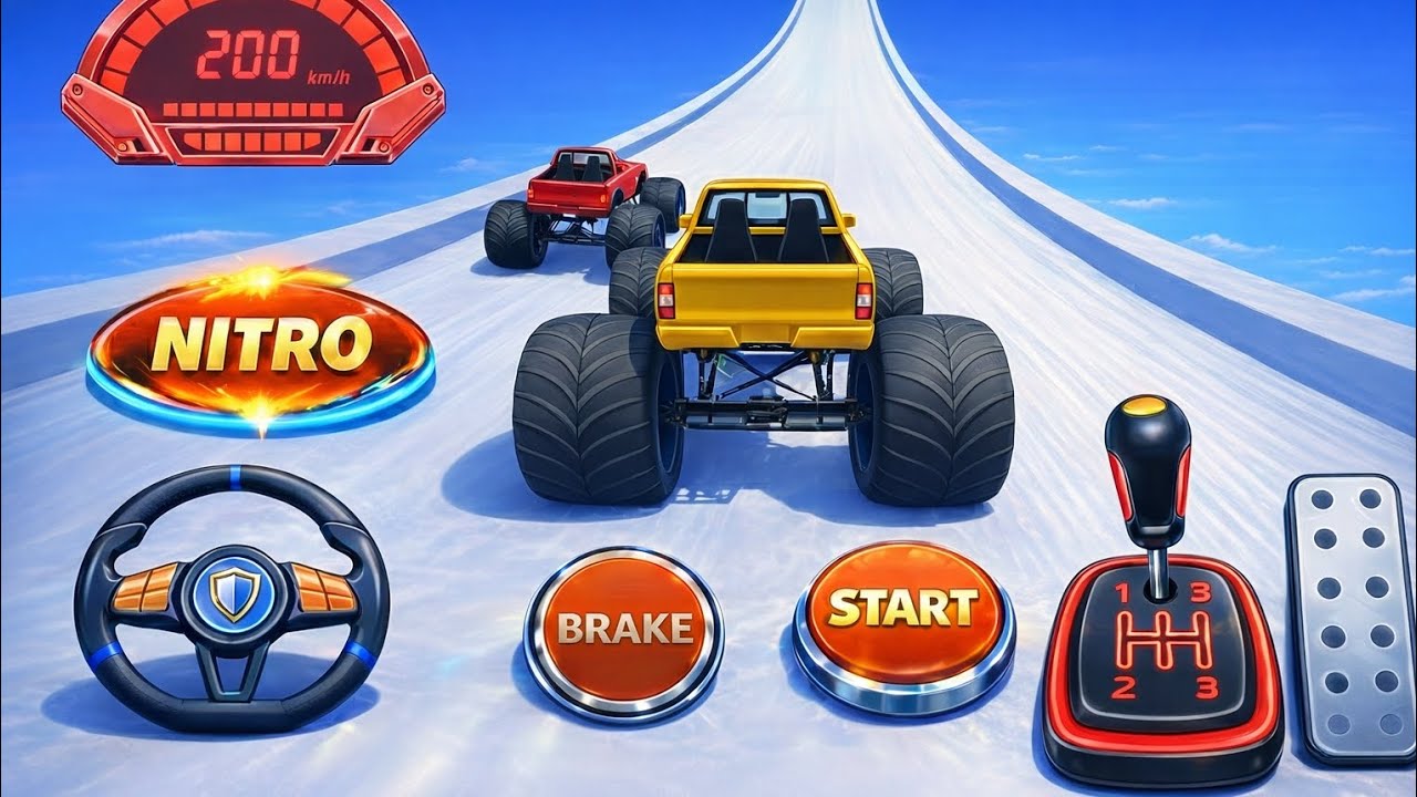 Extreme Monster Truck Stunt Racing on Impossible Sky Tracks | Mega Jumps & Crazy Crashes