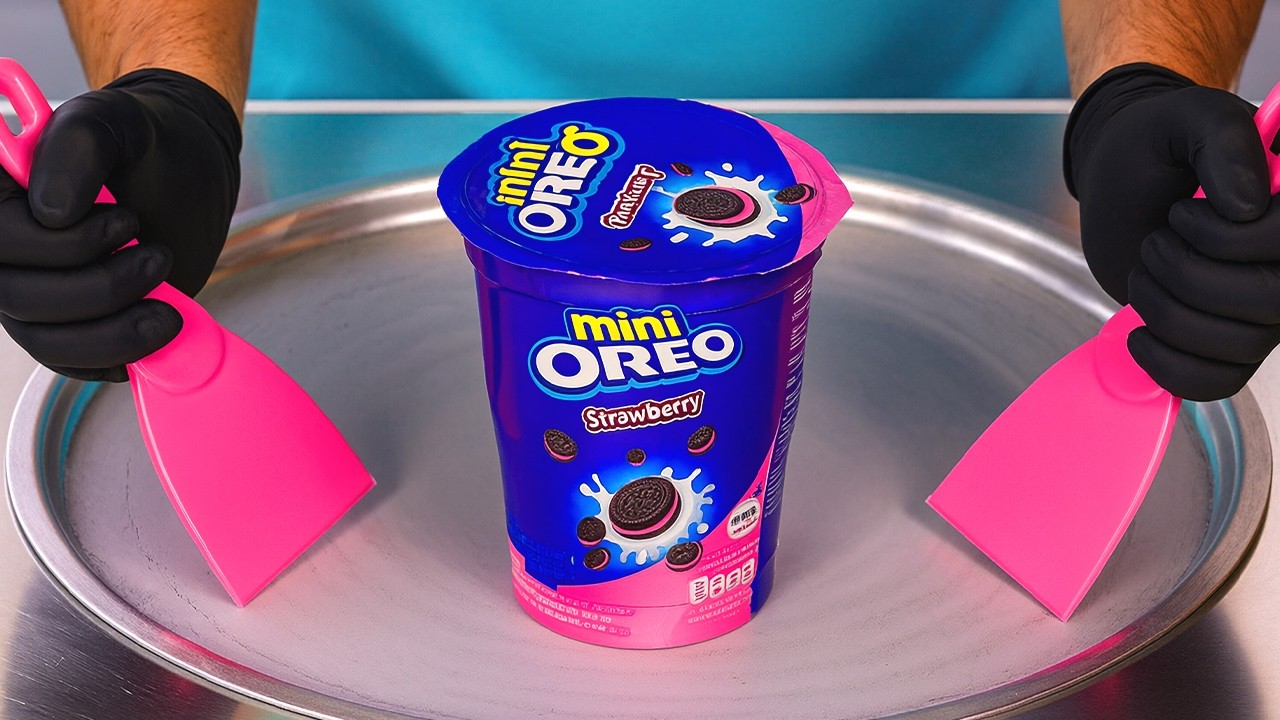 Mini Oreo - Strawberry — Ice Cream Rolls | Satisfying Visual ASMR