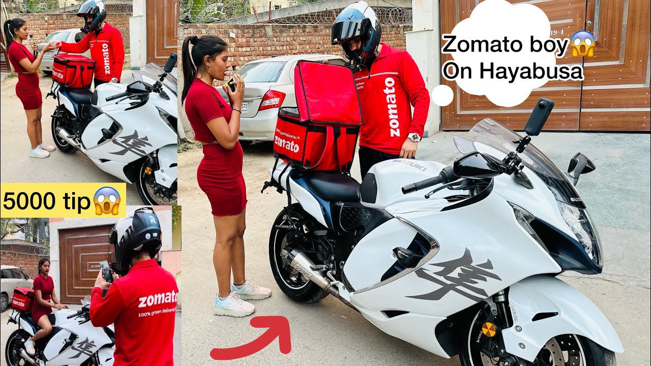 Hayabusa pe ZOMATO Food Delivery😱Ladki hoi impresse😳