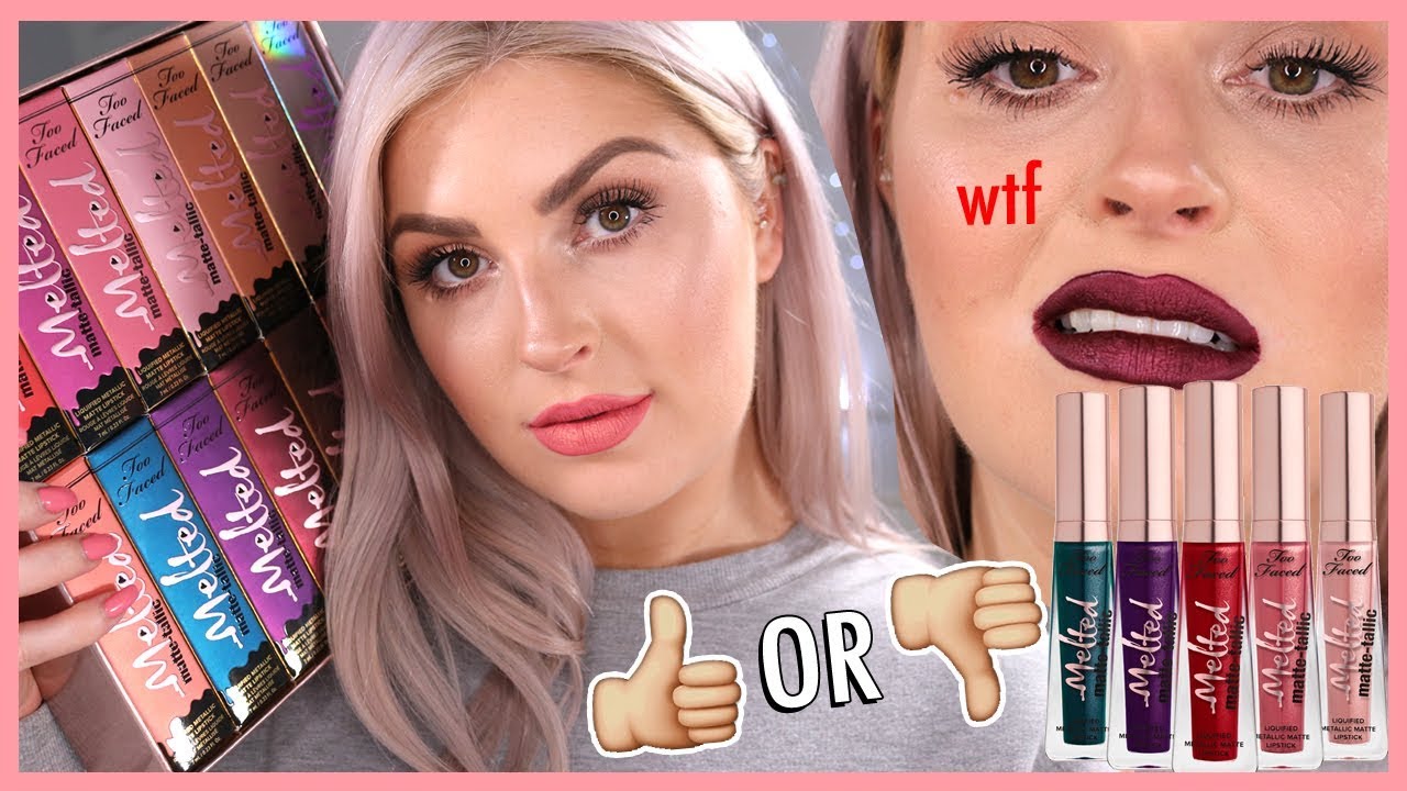 *NEW* Too Faced Melted Matte-Tallic Lipsticks! 🤯⁉️ LIP SWATCH FULL COLLECTION