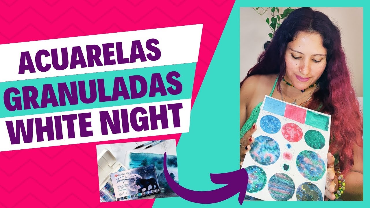Probando ACUARELAS GRANULADAS White Nights / experimentando con sal y tinta china.