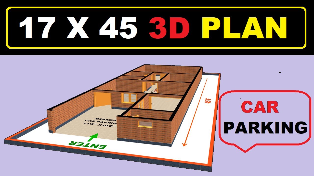 17 x 45 1bhk house desing 17 * 45 1बैडरूम वाला घर का नक्शा