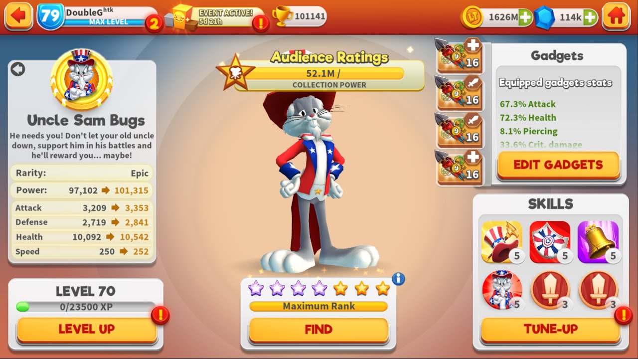 Uncle Sam Bugs: WOW! Max Rank (7.7) Uncle Sam Bugs Already! | Looney Tunes: World of Mayhem