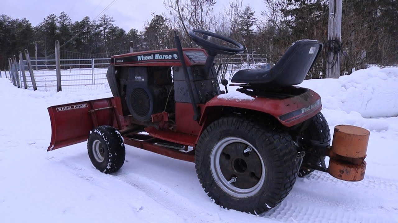 Wheel Horse 312-8 Snow Plowing | Vintage Garden Tractor | Aerial Drone Footage | Kohler Magnum 12