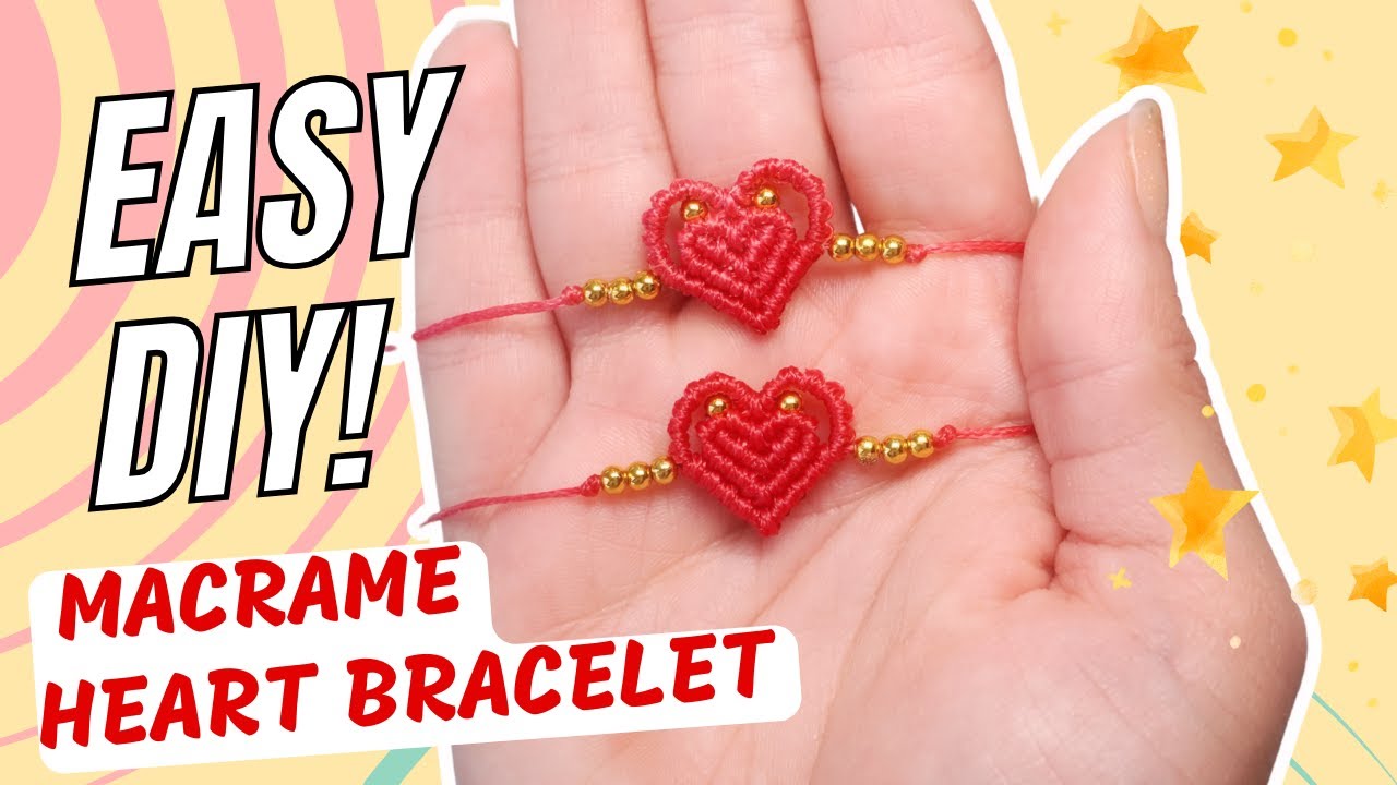💖 Easy Macrame Heart Bracelet 💕 Perfect for Beginners & Quick to Make! 💖