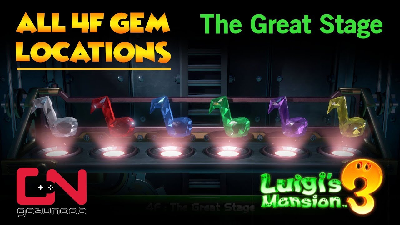 Luigi's Mansion 3 All 4F Gem Locations - The Great Stage Gems