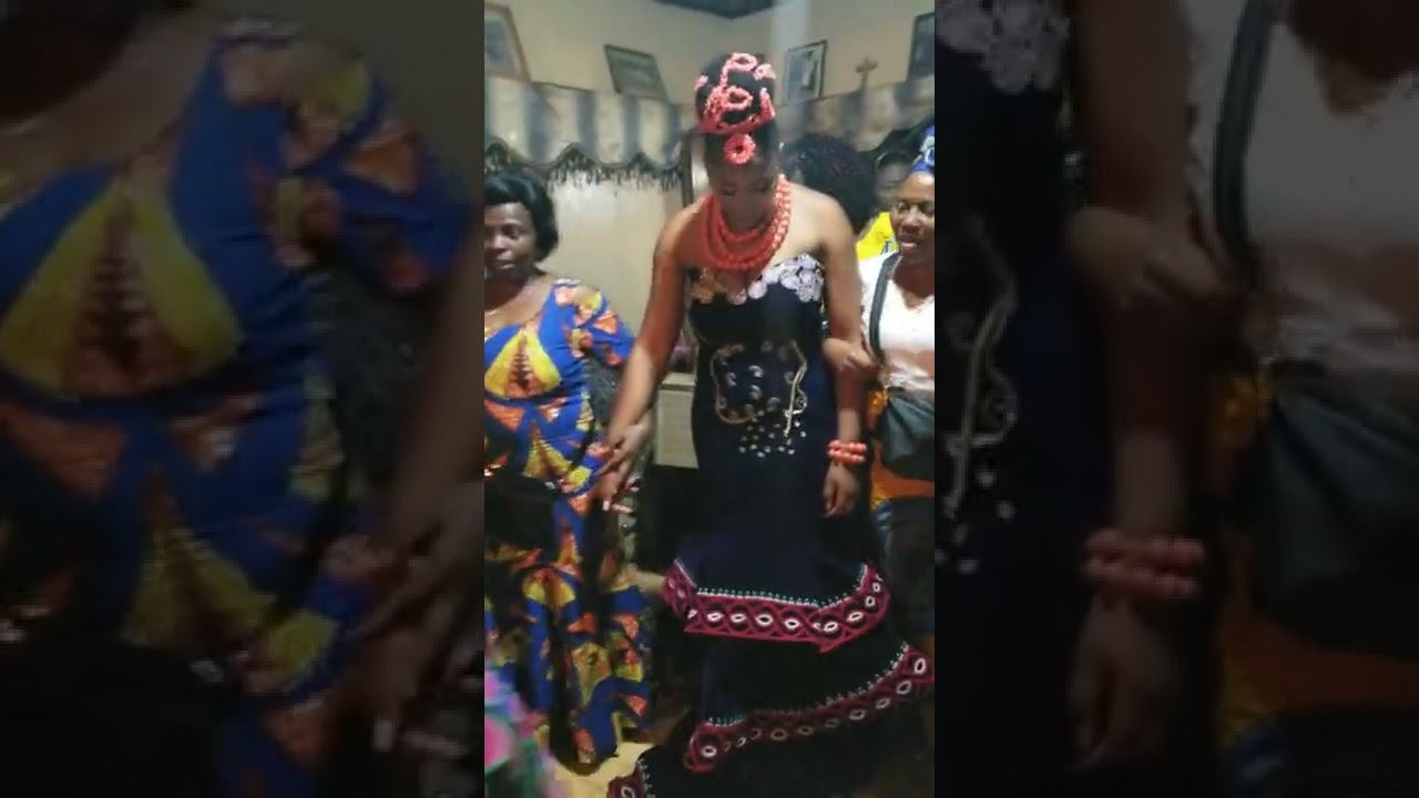 A beautiful  traditional bride from Bafut  Bamenda.   Bride is being  ushered  in the groom's home