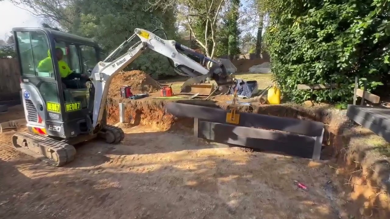 Retaining wall in process