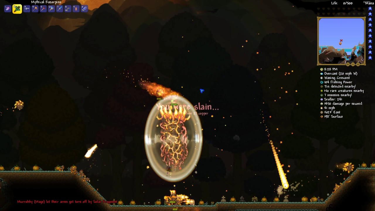 Terraria: Graphical Glitch with Gravity Globe and Celestial Towers