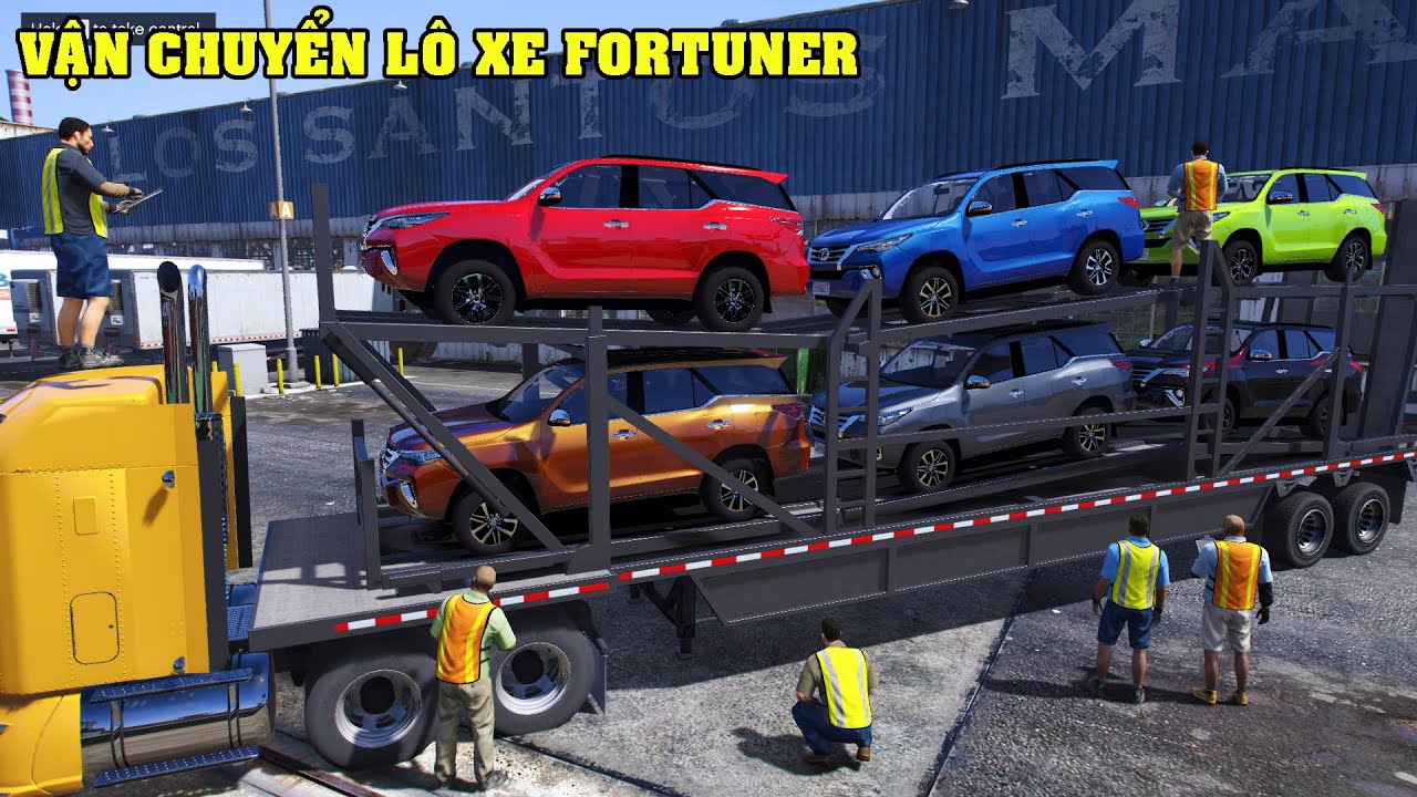 GTA 5 Vận Chuyển Lô Xe Toyota Fortuner Bằng Xe Đầu Kéo Mỹ Từ Bến Cảng Đi Về Đại Lý Ở Vùng Quê Bất Ổn