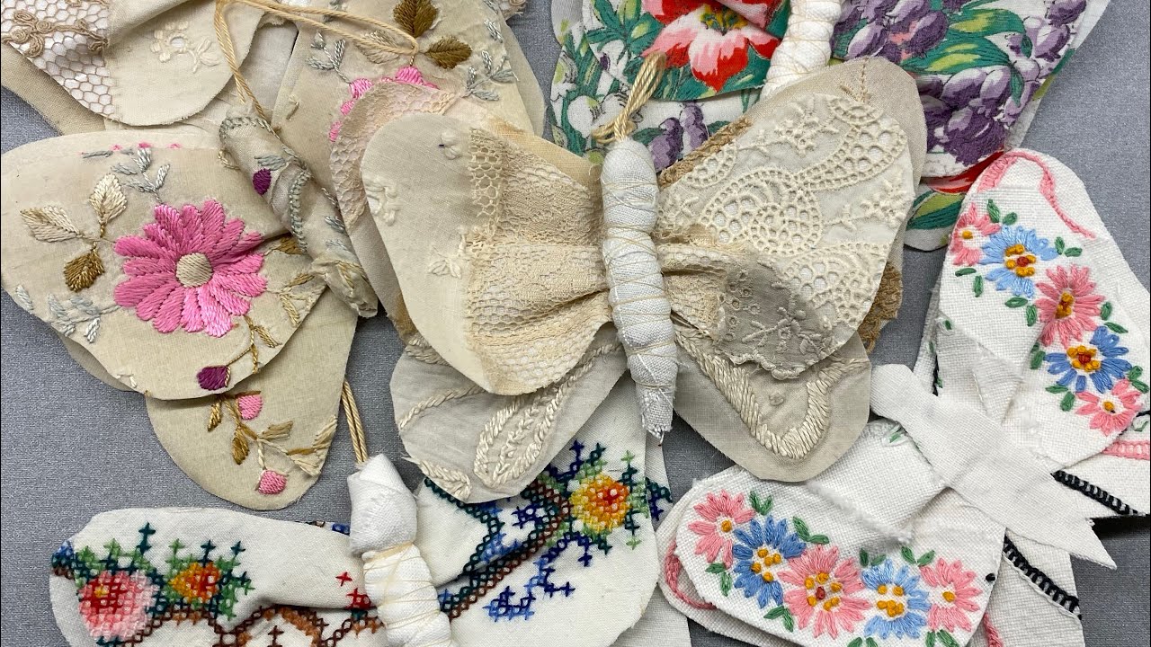 Vintage fabric butterfly’s using a no sew method