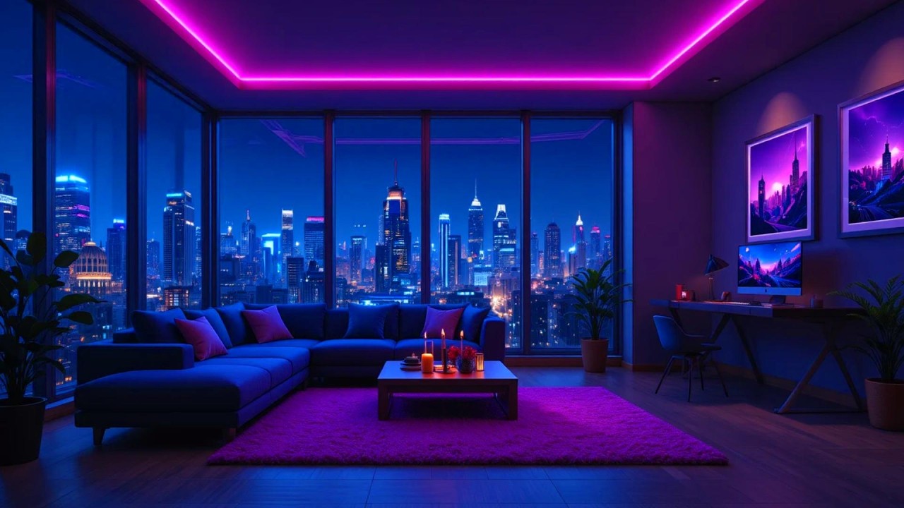 Midnight Neon Rain Glow 🌙 Peaceful Lofi Beats for Studying, Sleeping & Gaming Chill