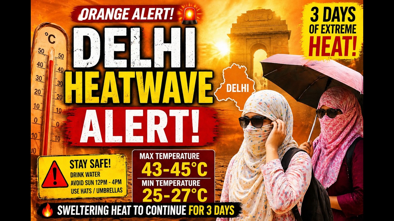 Breaking: Delhi Sizzles at 45&deg;C 🥵 Orange Alert Issued | Heatwave Continues