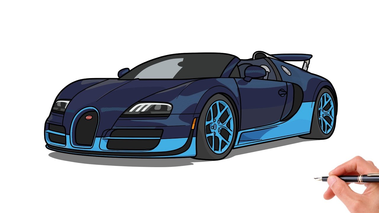 How to draw a BUGATTI VEYRON / drawing Bugatti Grand Sport Vitesse sports car 