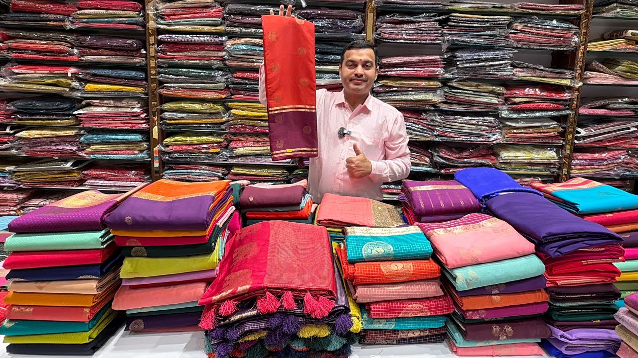 BUDGET FRIENDLY🥳🚨Bangalore Malleshwaram Raw Silk, Semi Crepe & Georgette Sarees with Free Shipping.