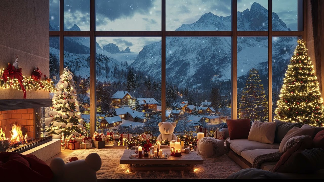 Warm Cabin in Heavy Snow 2025 | Fireplace, Wind & Snow Sounds for Deep Relaxation
