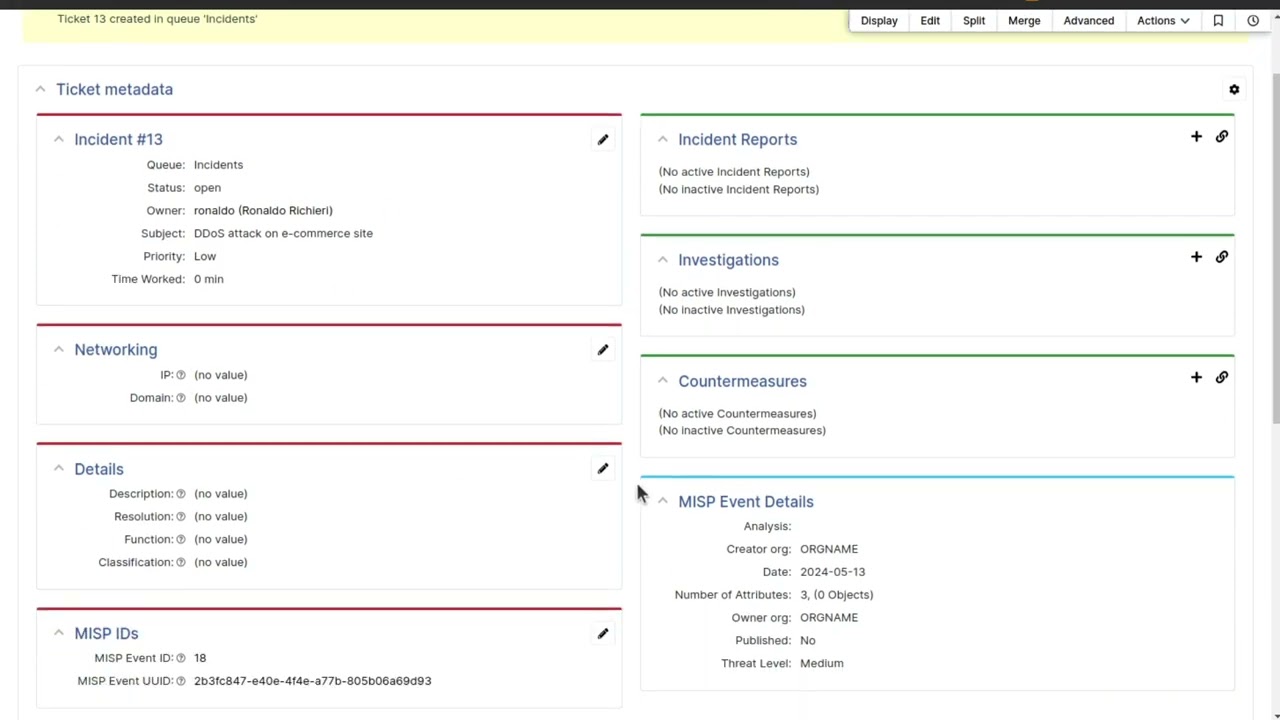 RTIR Integration with MISP Threat Sharing Platform