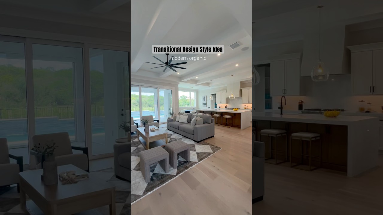 Transitional  Home Tour Living room open concept with modern organic design #Openplanliving